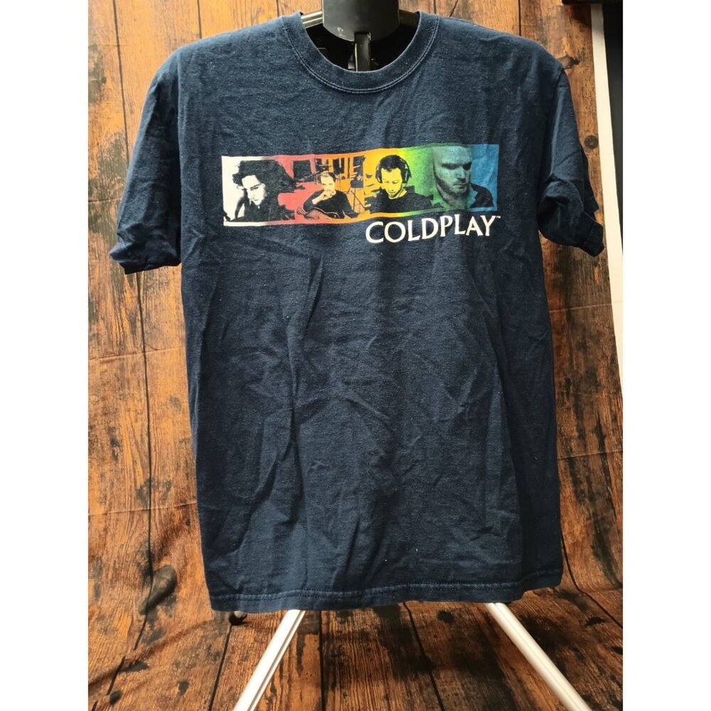Coldplay Shirt Mens M Navy 2006 Twisted Logic Tour Band Concert Graphic Tee